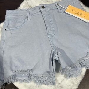 Risen ice blue Frayed Denim Shorts Womens XL